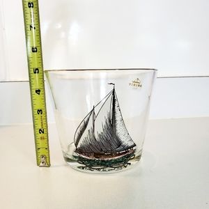 Vintage Viking Glass nautical ship ice bucket mid century modern MCM barware